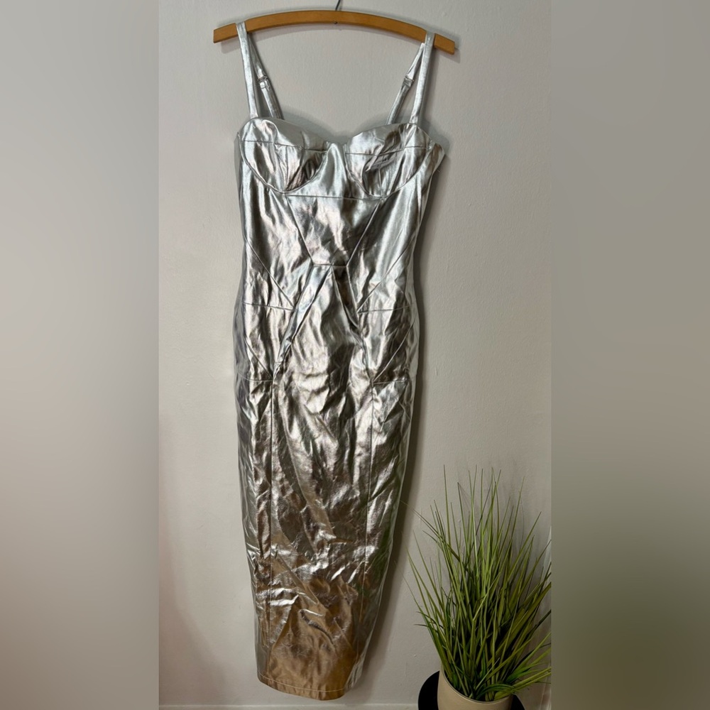 Fashion Nova Silver Strapless Dress